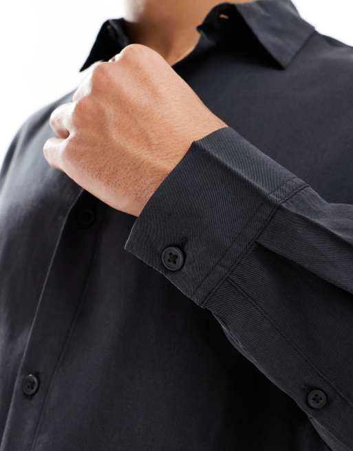 Camisa negra de corte cuadrado extragrande premium de ASOS DESIGN, 3 de 4
