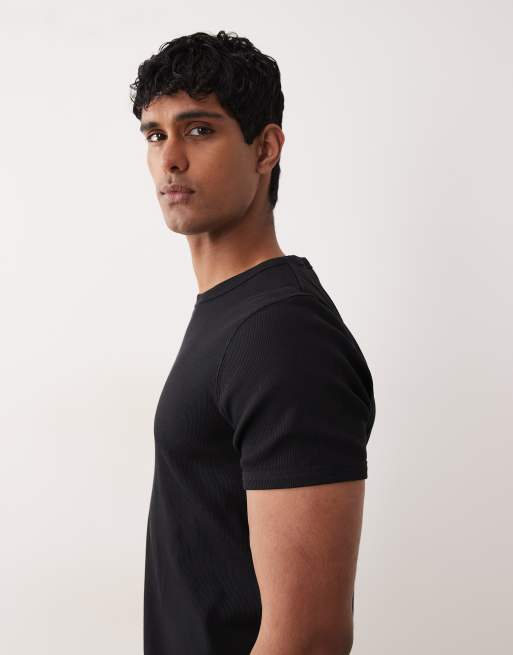 Camisa negra de corte estándar de canalé de Jack & Jones, 4 de 5