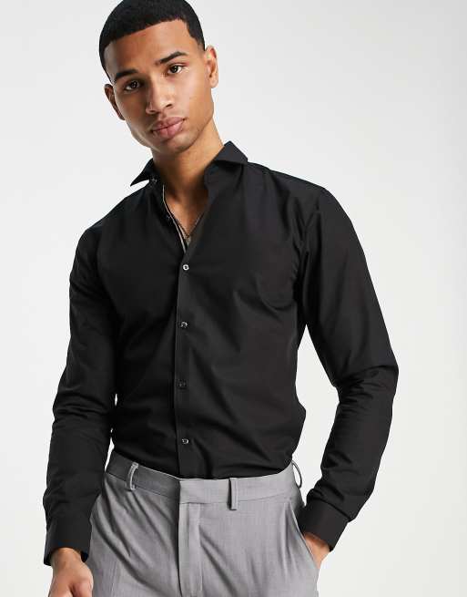 Camisa negra best sale hombre hugo boss