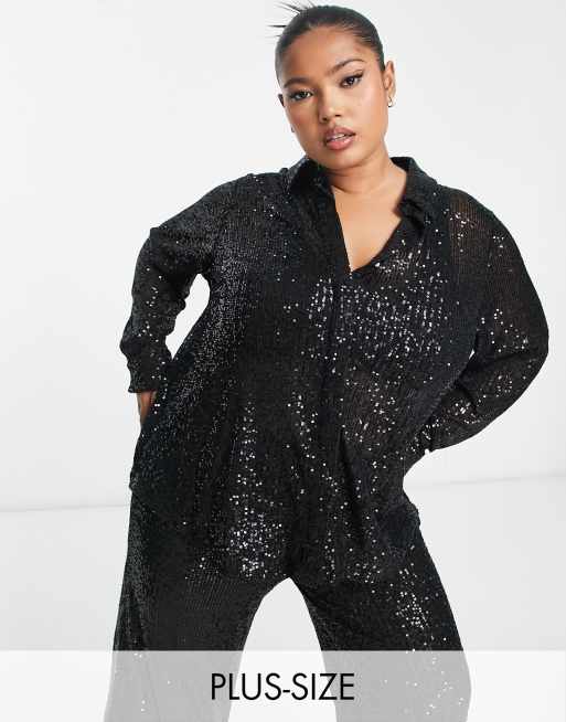 Camisa negra de lentejuelas de Vila Curve (parte de un conjunto)