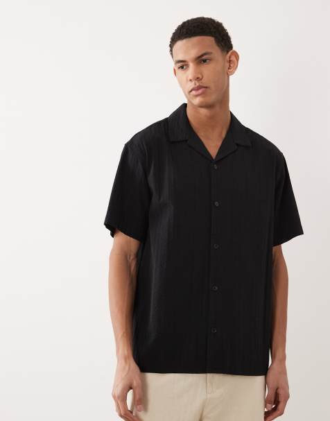 Camisa negra de manga corta de tejido texturizado de Jack & Jones - view 1