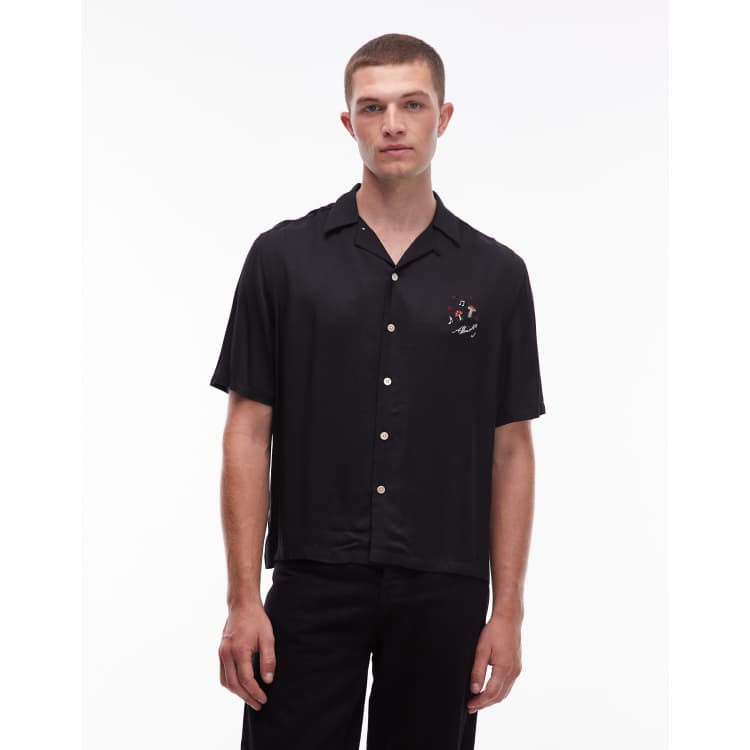 Camisa negra de manga corta Fungi de AllSaints ASOS