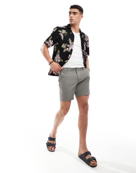 Camisa negra de manga corta y corte cuadrado con cuello de solapas y estampado floral de popelina de Hollister - view 1