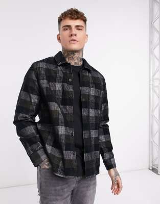 Camisa Negra De Manga Larga En Pana Wyman De Farah-Negro