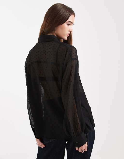 Camisa negra de plumeti transparente de ASOS DESIGN, 4 de 4