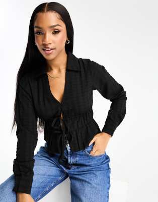 Camisa negra de textura rugosa de Wednesday's Girl | ASOS