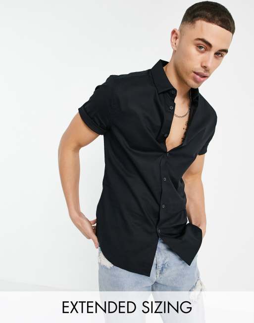 Camisa negra entallada de ASOS DESIGN