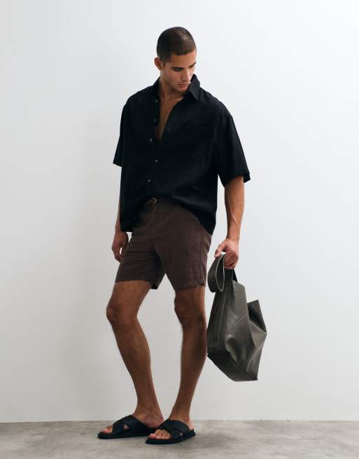 Camisa negra extragrande de mezcla de lino de ASOS DESIGN (parte de un conjunto), 5 de 5