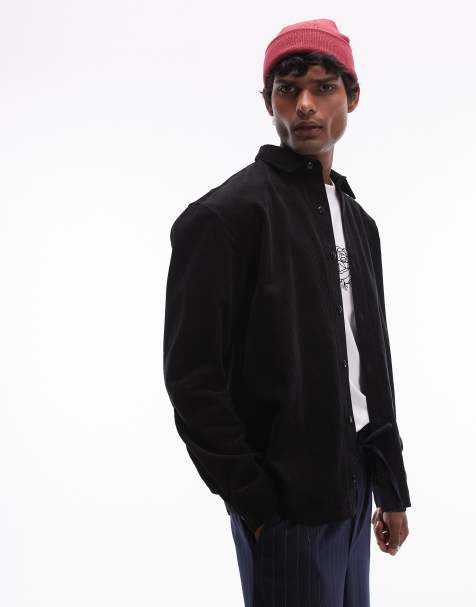 Camisa negra extragrande de pana fina de Topman - view 1