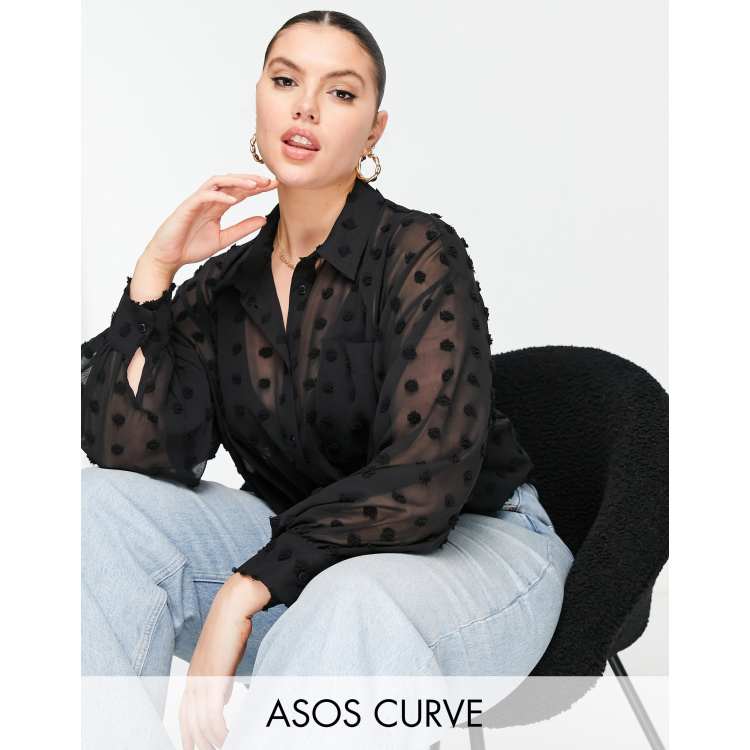 misil Influencia el fin Camisa negra extragrande de plumeti de ASOS DESIGN Curve | ASOS