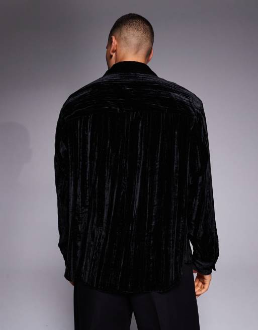 Camisa negra extragrande de terciopelo rugoso de ASOS DESIGN, 3 de 5
