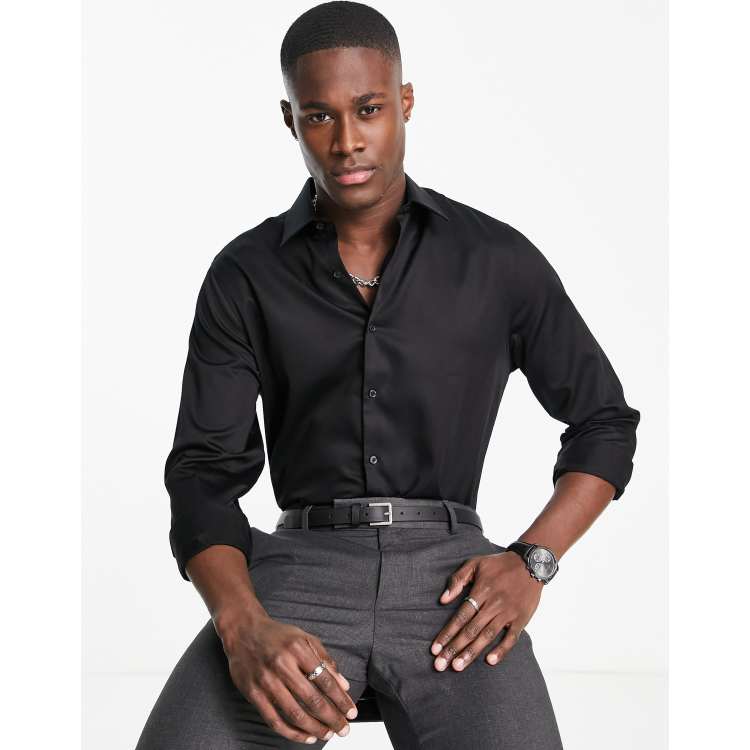 Camisa negra formal clearance