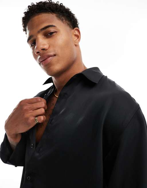 Camisa negra holgada de manga larga de Abercrombie & Fitch, 4 de 4