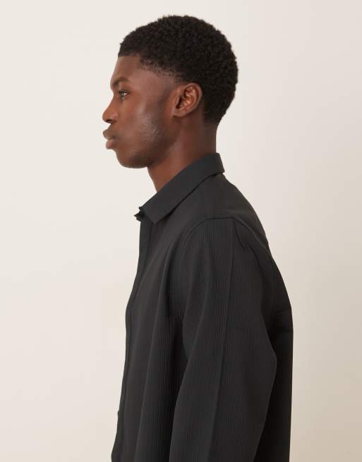 Camisa negra holgada de tejido texturizado de ASOS DESIGN, 4 de 5