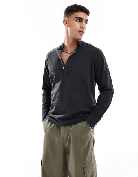 Camisa negra sin cierres de mezcla de lino de Jack & Jones - view 1