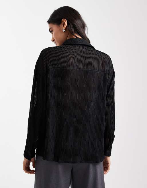 Camisa negra transparente de tejido rugoso de ASOS DESIGN, 3 de 4