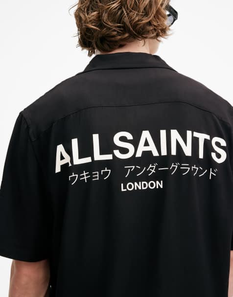 Camisa negro azabache y color crudo de manga corta de AllSaints Underground - view 1