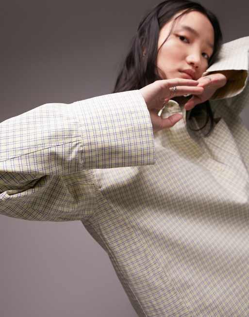 Camisa Oxford a cuadros amarillos pequeños extragrande de Topshop, 3 de 4