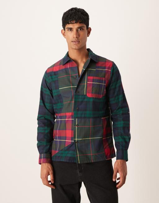 Camisa Oxford a cuadros escoceses de colores de corte clásico extragrande con diseño dividido y logo de icono de Polo Ralph Lauren