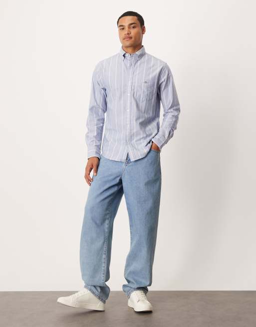 Camisa Oxford azul a rayas clásica de corte estándar con logo de GANT, 2 de 5