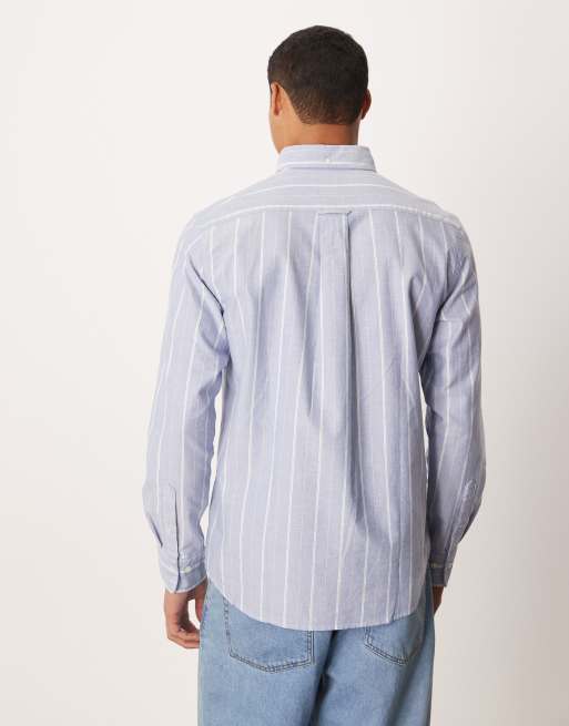 Camisa Oxford azul a rayas clásica de corte estándar con logo de GANT, 3 de 5