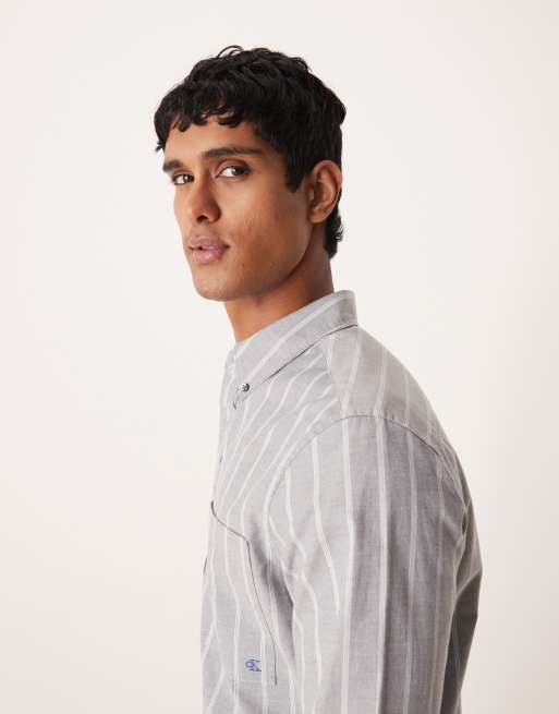 Camisa Oxford azul clásica a rayas de Calvin Klein Jeans, 4 de 5