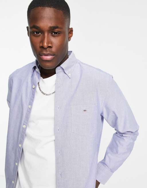 Camisa Oxford azul de corte estándar con logo pequeño de GANT, 3 de 4