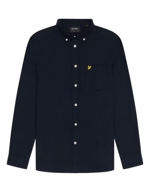 Camisa Oxford azul marino oscuro z271 lisa de manga larga de Lyle & Scott, 2 de 7