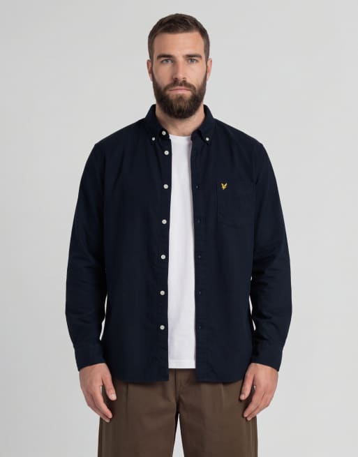 Camisa Oxford azul marino oscuro z271 lisa de manga larga de Lyle & Scott, 3 de 7
