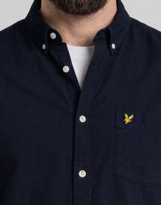 Camisa Oxford azul marino oscuro z271 lisa de manga larga de Lyle & Scott, 6 de 7