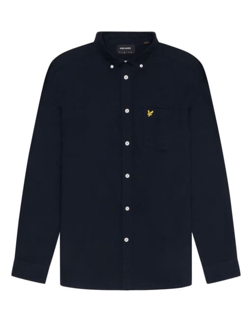 Camisa Oxford azul marino oscuro z271 lisa de manga larga de Lyle & Scott, 7 de 7