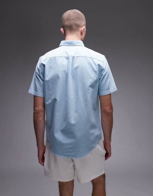 Camisa Oxford azul pálido de manga corta de Tommy Hilfiger, 3 de 4