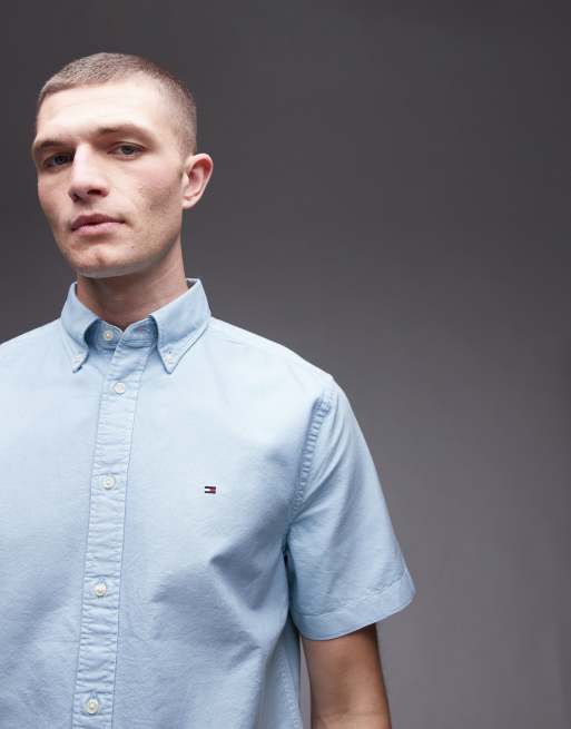 Camisa Oxford azul pálido de manga corta de Tommy Hilfiger, 4 de 4