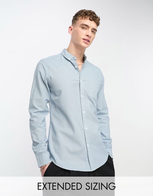 Camisa Oxford azul polvoriento de corte slim de FhyzicsShops DESIGN
