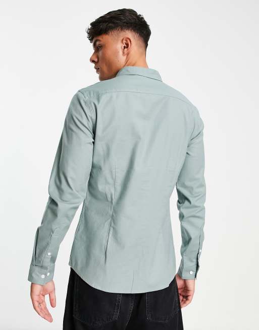 Camisa Oxford azul verdoso pálido de corte slim de ASOS DESIGN, 2 de 4