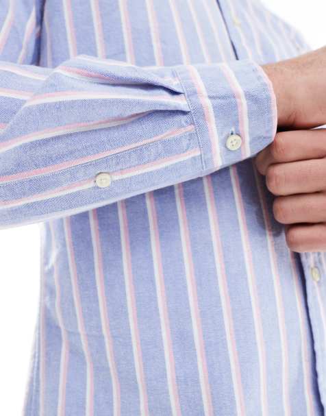 Camisa Oxford azul y rosa a rayas de corte custom con logo de Polo Ralph Lauren - view 2