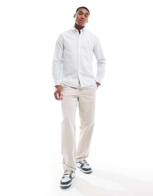 Camisa Oxford blanca a rayas verdes Heritage de Tommy Hilfiger, 4 de 4
