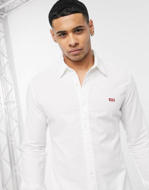 Camisa Oxford blanca de corte slim con logo Battery de Levi s