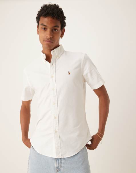 Camisa Oxford blanca de manga corta con logo Icon de Polo Ralph Lauren - view 1