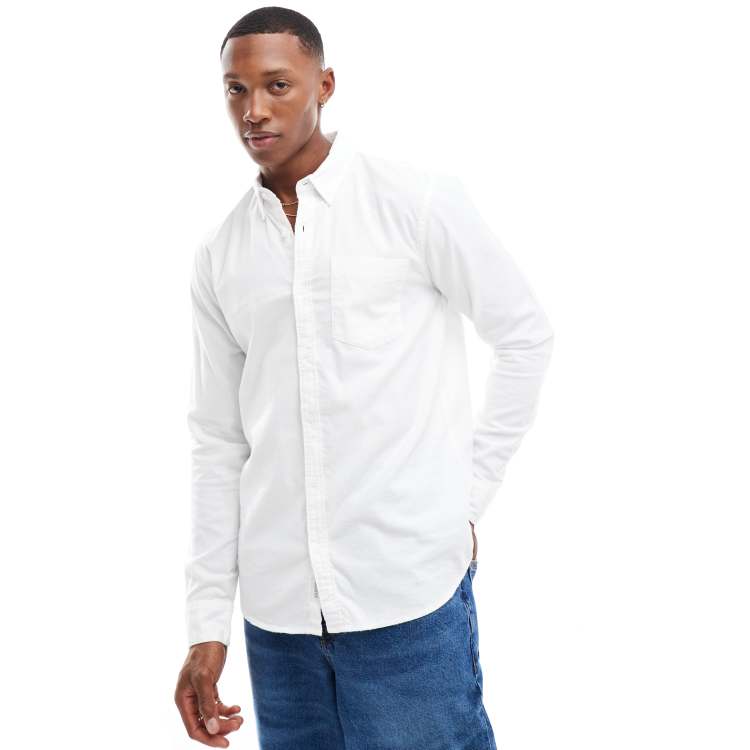 Camisa Oxford blanca de manga larga de Hollister ClassicfuncenterShops