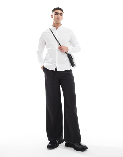 Camisa Oxford blanca de manga larga de Hollister