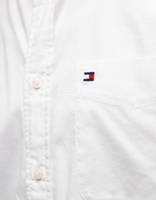 Camisa Oxford blanca ligera de manga corta de Tommy Hilfiger, 5 de 5