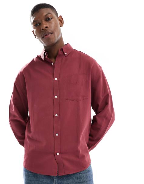 Camisa Oxford burdeos extragrande de ASOS DESIGN - view 1