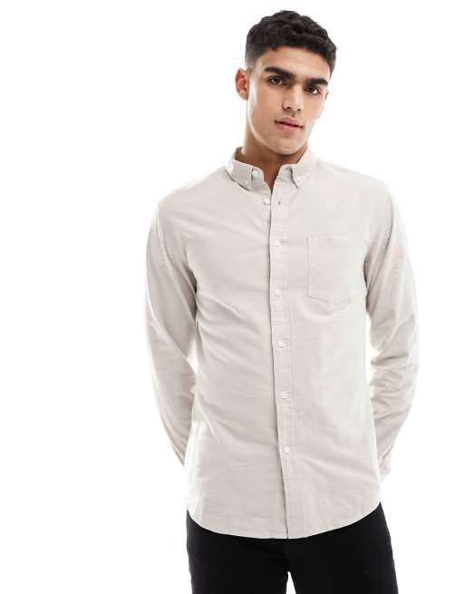 Camisa Oxford color avena de corte slim de ASOS DESIGN