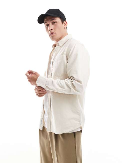 Camisa Oxford color crema con logo de Carhartt WIP
