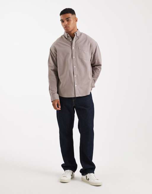 Camisa Oxford color piedra extragrande estilo años 90 de ASOS DESIGN, 2 de 5