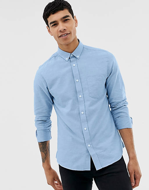 Camisa Oxford de corte slim con botones en azul claro de Only & Sons