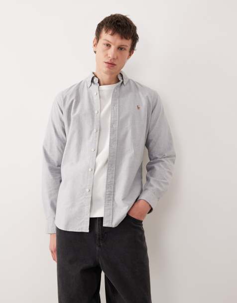 Camisa Oxford gris de corte custom con logo de icono de Polo Ralph Lauren - view 1