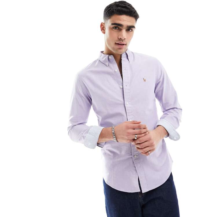 Camisa Oxford lila de corte slim con logo de Polo Ralph Lauren ASOS