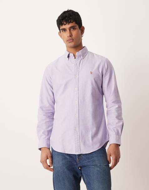Camisa Oxford lila de manga larga con logo de icono de algodón de Polo Ralph Lauren - view 1